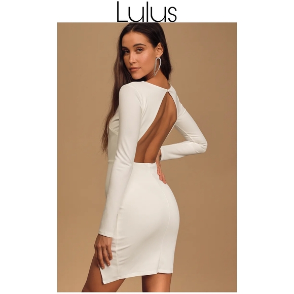 Lulus Dresses & Skirts - Lulus White Backless Long Sleeve Bodycon Dress
